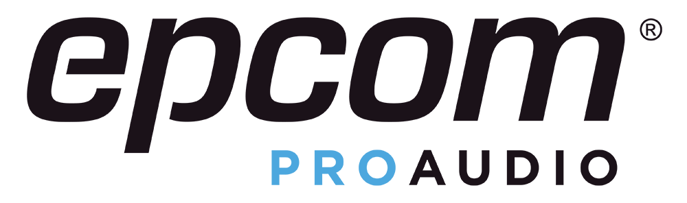 Logo de EPCOM Pro Audio: Equipos de audio profesional y sistemas de voceo comercial.