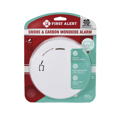 Detector Combo de Humo/CO, Autónomo, Batería Sellada de Litio de 10 años, No Requiere Panel, Diseño Ultra Delgado, No Requiere Cableado