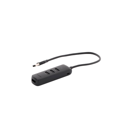 HUB USB-A 3.0 4 en 1 | 4 Puertos USB-A 3.0 (5Gbps) | Cable de 25 cm | Indicador Led | Ideal para Transferencia de Datos | Entrada USB-C para alimentar equipos de mayor consumo como discos duros | Color Negro.