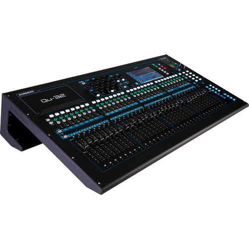 ALLEN & HEATH QU-32 Mezclador digital de 32 entradas y 24 salidas, Pantalla táctil de 7", 25 faders motorizados, Interfaz de grabación USB 32x32,4 motores de efectos integrados, Aplicación para iPad para mezclas inalámbricas