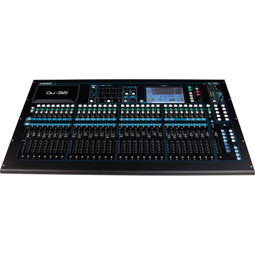 ALLEN & HEATH QU-32 Mezclador digital de 32 entradas y 24 salidas, Pantalla táctil de 7", 25 faders motorizados, Interfaz de grabación USB 32x32,4 motores de efectos integrados, Aplicación para iPad para mezclas inalámbricas