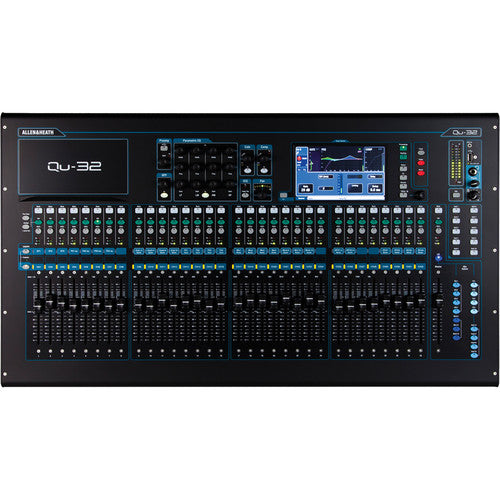 ALLEN & HEATH QU-32 Mezclador digital de 32 entradas y 24 salidas, Pantalla táctil de 7", 25 faders motorizados, Interfaz de grabación USB 32x32,4 motores de efectos integrados, Aplicación para iPad para mezclas inalámbricas