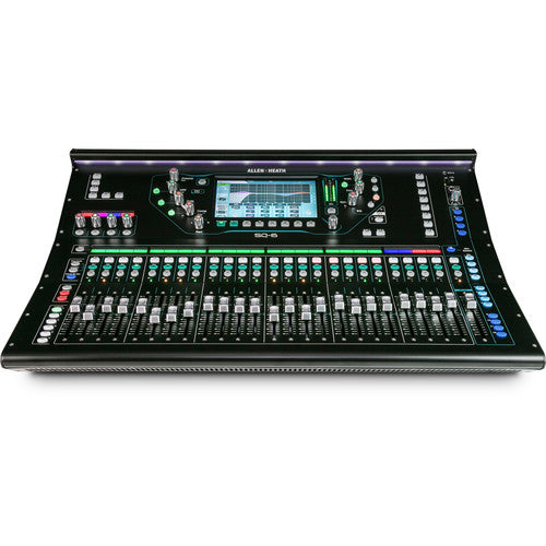 ALLEN & HEATH SQ-6 de 24 Entradas Mono (XLR) expandibles a 48 entradas, 14 Salidas en XLR (asignables), Entradas Estéreo (2 x TRS + 1 Miniplug) Pantalla táctil de 7" Puerto para tarjeta DANTE, WAVES o S-LINK