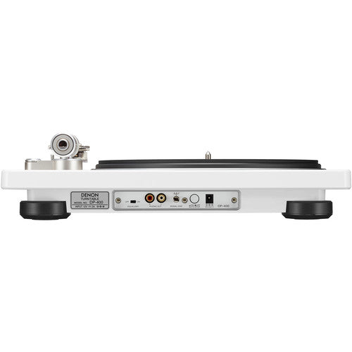 DENON DP400-WHT Tornamesa Hi-Fi con sensor automático de velocidad,Brazo curvo rediseñado con elevación automática y parada de reproducción para una reproducción precisa de vinilos, Reproduce discos de 33 1/3, 45 y 78 rpm