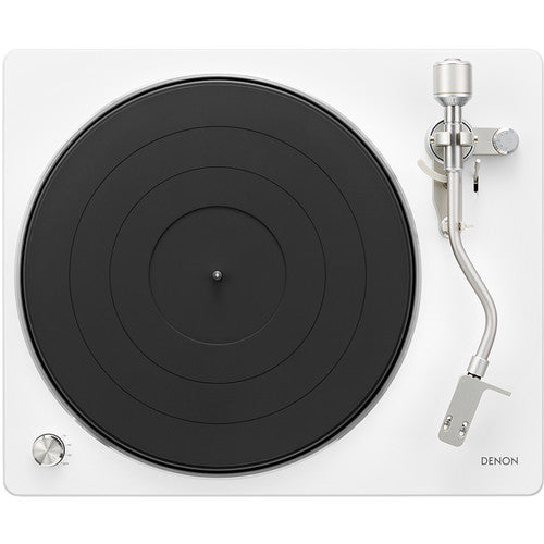 DENON DP400-WHT Tornamesa Hi-Fi con sensor automático de velocidad,Brazo curvo rediseñado con elevación automática y parada de reproducción para una reproducción precisa de vinilos, Reproduce discos de 33 1/3, 45 y 78 rpm