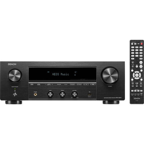 DENON DRA-900H Receptor AV 2 canales 100W/Canal, Resolución 8K60 Paso directo de 4K120, escalado ascendente de 8K, 6 entradas HDMI/1 salida HDMI Transmisión en directo con HEOS Conectividad Wi-Fi y Bluetooth, Control de voz de Alexa, Google y Josh.ai