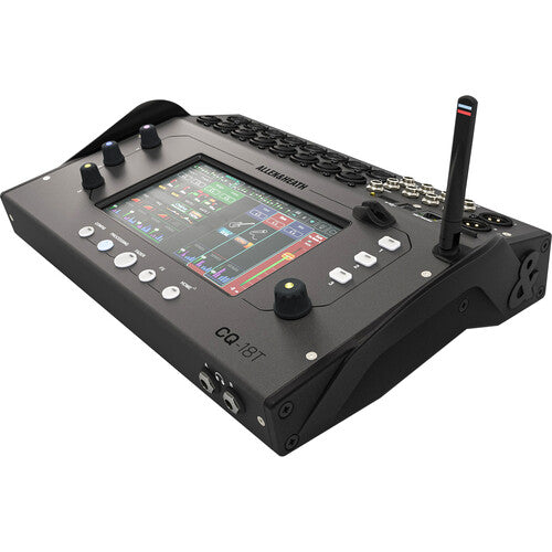 ALLEN & HEATH CQ18-T es la mesa de mezcla digital más potente de la serie CQ. Ofrece 16 entradas de micrófono/línea, procesamiento a 96kHz y una interfaz táctil de 7" con control Wi-Fi. Perfecta para locales, giras pequeñas y producción de eventos en vivo