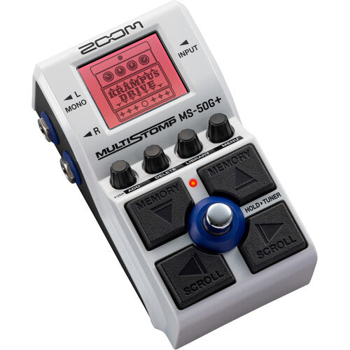 ZOOM MS-50G+ MultiStomp Pedal de guitarra multiefectos, 100 efectos de guitarra versátiles, Drives, Mods, Delays, Reverbs y Dinámicas, Pantalla LCD codificada por colores para una fácil lectura, Alimentación mediante adaptador, USB o pilas AA