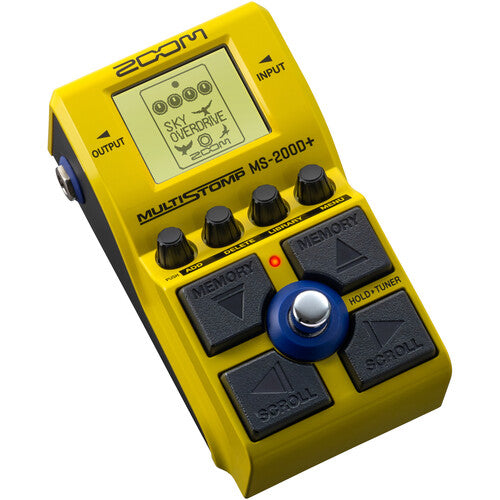 ZOOM MS-200D+ Pedal de distorsión para gutarra, Más de 200 unidades y distorsiones, Pantalla LCD con cambio de color, Más de 200 parches personalizados, Cuatro perillas de control