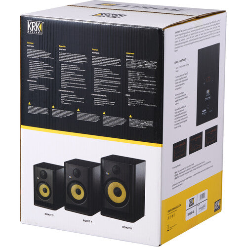 KRK ROKIT 8 G5 Monitor de estudio activo bidireccional de 8" Clase-D, potencia 203 W, Entradas combinadas TRS / XLR balanceadas, Color Negro, 1 pieza