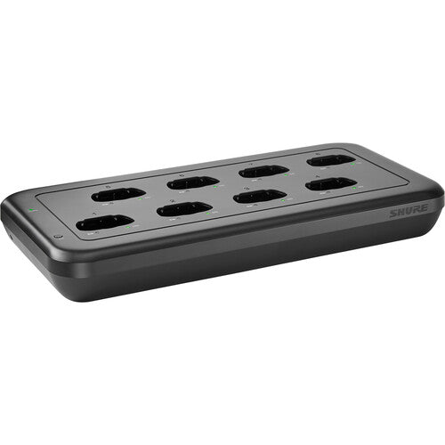 SHURE MXWNDX8 Estación de carga en red de 8 bahías para transmisores de micrófonos inalámbricos de bolsillo, de mano y de superficie MXW neXt