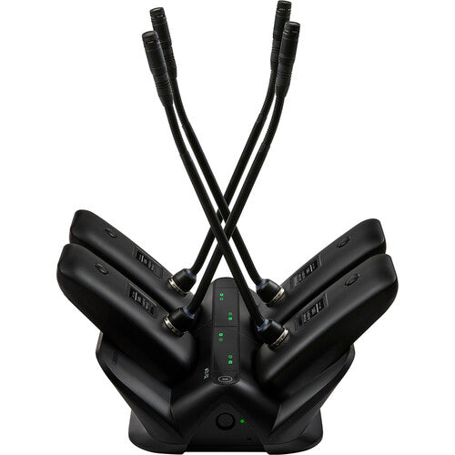 SHURE MXWNDX4G Estación de carga en red de 4 bahías para transmisores de superficie y de cuello de ganso MXW neXt