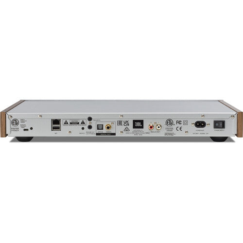 JBL Classic MP350 Reproductor de Audio en Red, Modern Digital Player | Streamer Hi-Res con Wi-Fi, AirPlay 2, Chromecast y Spotify Connect | Sonido Hi-Fi de Alta Fidelidad, Roon Ready y Bluetooth aptX Adaptive | Color Plateado/Nogal con Diseño Retro