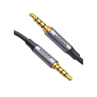 Cable Auxiliar de 3.5mm / Cable Audio Estéreo / Núcleo de Alambre de Cobre Esmaltado / Carcasa de Aluminio Azul + Nylon Trenzado / Soporta Micrófono / 2 Metros