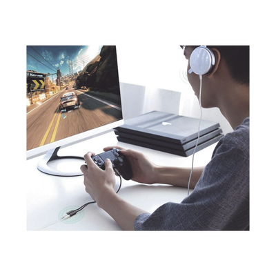 Cable Adaptador/Divisor de Audio de 3.5mm Macho a 2 Terminales de 3.5mm Hembra / 25 cm de Longitud / Cable TPE / Color Negro