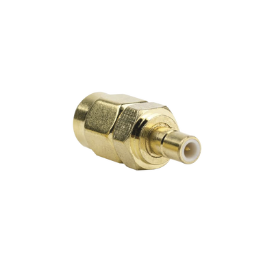 Adaptador Coaxial en Línea, de Conector SMA Macho a SMB Hembra, Oro/ Oro/ Teflón.