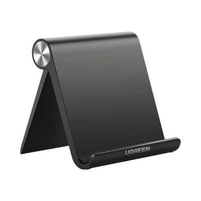 Soporte de Escritorio para Tablet / Ajustable de 0° a 100° / Goma Antiarañazos / Antideslizante / Amplia Compatibilidad con dispositivos de 4'' a 13'' / Plegable / ABS / Color Negro