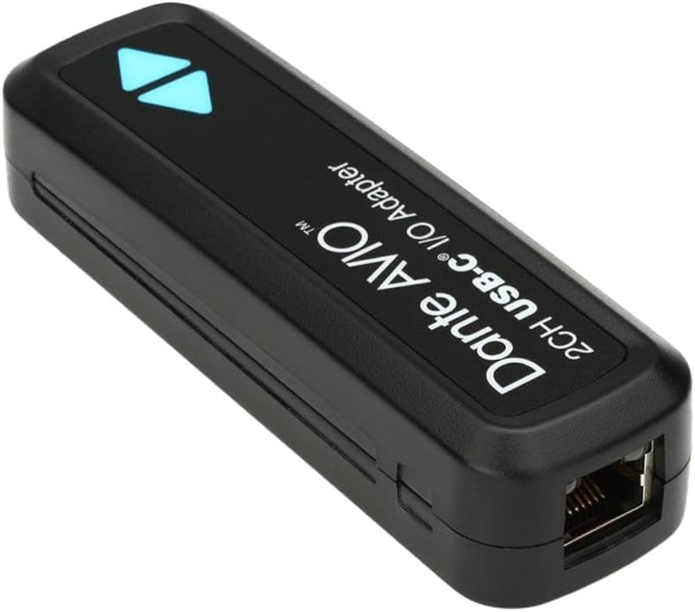 DANTE AVIO ADP-USBC-AU-2X2 Adaptador para red de audio Dante, Alimentado a través de PoE o USB, Audio bidireccional 2x2, Conecta la computadora a la red Dante, Audio Dante sobre IP, AES67 RTP, Compatible con Mac y Windows,