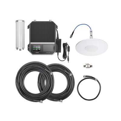 Kit Amplificador de Señal Celular 2G, 3G y 4G / Mejora llamadas convencionales y VoLTE / Amplifica señal de TELCEL, AT&T y MOVISTAR / Cubre hasta 400 m² con una antena y hasta 1600 m² con 4 antenas.