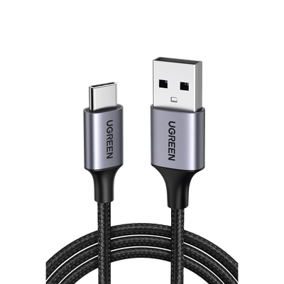 Cable USB-A a USB-C | 1 Metro | Transferencia de datos de 480 Mbps | Carga Rápida | QC 4.0/3.0/2.0 | FPC | AFC | Protección Integrada | Caja de Aluminio | Nylon Trenzado | Color Negro.