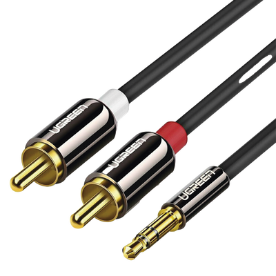 Cable Audio Premium Jack 3.5mm a 2 RCA / 10 Metros / Flexible / Doble Blindaje / Transferencia de Audio sin Pérdidas / Caja de Aleación de Cobre / Amplia Compatibilidad / Diseño Duradero.