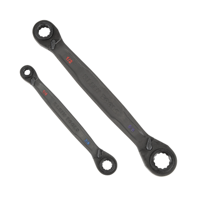 Juego de 2 llaves Estriadas de Matraca 4 en 1 con 8 Medidas Inglesas 1/2-5/8", 3/4-9/16", 1/4-3/8", 7/16-5/16"