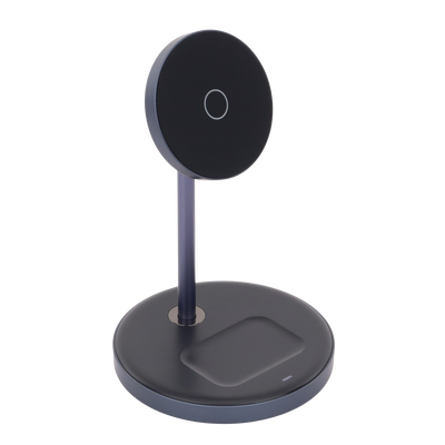 Soporte de Carga Inalámbrica | 3 en 1 | Compatible con MagSafe | Perfecto para iPhone y AirPods | Carga Rápida Adaptativa /Simultanea | Múltiples Protecciones | Luz Indicadora LED | Aleación de Aluminio | Incluye Cable