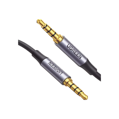 Cable Auxiliar de 3.5mm / Cable Audio Estéreo / Núcleo de Alambre de Cobre Esmaltado / Carcasa de Aluminio Azul + Nylon Trenzado / Soporta Micrófono / 5 Metros