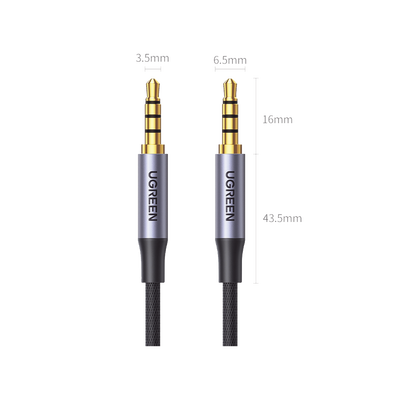 Cable Auxiliar de 3.5mm / Cable Audio Estéreo / Núcleo de Alambre de Cobre Esmaltado / Carcasa de Aluminio Azul + Nylon Trenzado / Soporta Micrófono / 5 Metros