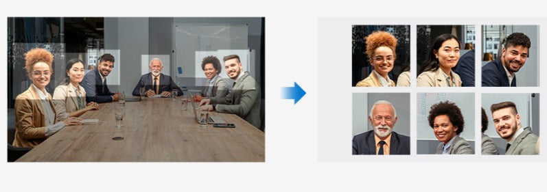 MAXHUB P30 Cámara PTZ Lente dual 4K con IA, dos sensores para una cobertura completa de la sala, Seguimiento de oradores: identifica y rastrea automáticamente. Encuadre automático: ajusta el campo de visión según la cantidad de personas