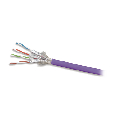 Bobina de Cable Blindado S/FTP de 4 pares, Cat7A, Inmune a Ruido e Interferencias, LS0H (Bajo humo, Cero Halógenos), Color Violeta, 305 m