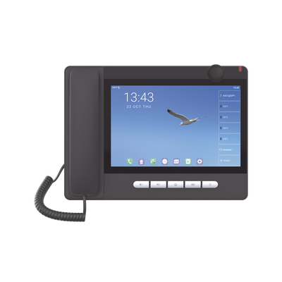 Teléfono IP Android 9.0 Empresarial para 20 líneas SIP, pantalla táctil, Wi-Fi y Bluetooth, PoE, hasta 112 botones DSS, puertos Gigabit, soporta recepción de video.
