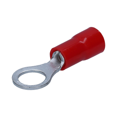 Terminal tipo ojo / 1 / 4 " / 22 - 16 AWG / Rojo / Paquete de 25 piezas.