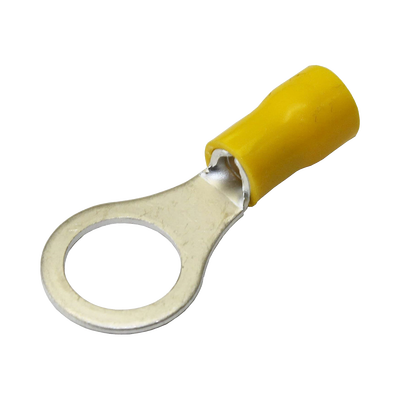 Terminal tipo ojo / 1 / 4" / 12 - 10 AWG / Amarillo / Paquete de 25 piezas.