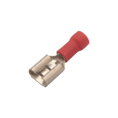 Terminal tipo hembra aislada 0.250 / 22 - 16 AWG / Rojo / Para baterías con teminal F1 / Paquete de 25 piezas.