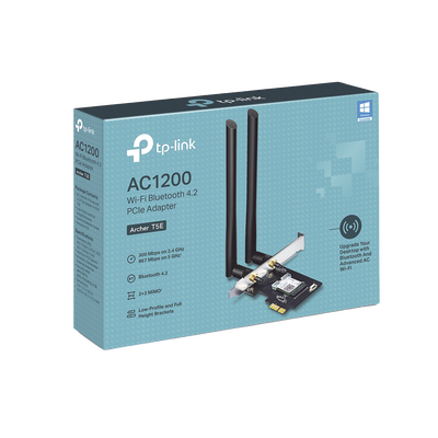 Adaptador PCIe inalámbrico doble banda AC 1200 Mbps / Antena de alta ganancia / Tecnología MU-MUMO 2X2 / Soporte de perfil bajo y Altura completa / Bluetooth 4.2