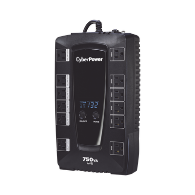 UPS de 750 VA/450 W, Topología Línea Interactiva, Entrada 120 Vca NEMA 5-15P, Tipo Gabinete Compacto, Con 12 Tomas NEMA 5-15R