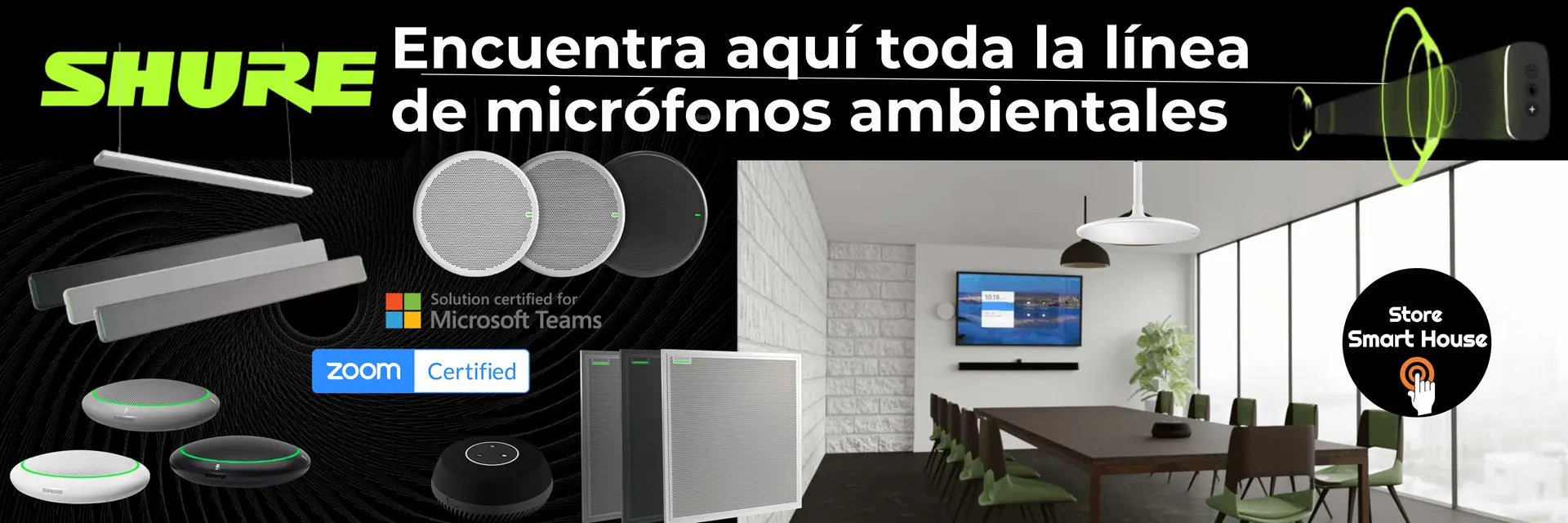 Micrófono ambiental Shure de alta sensibilidad para salas de juntas y conferencias profesionales - Store Smart House