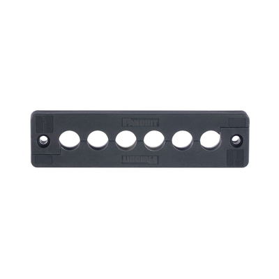 Pasacables de 6 Orificios en Línea 4.41" X 0.67" IP65, para Cables Terminados, Color Negro