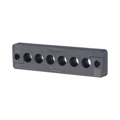 Pasacables de 6 Orificios en Línea 4.41" X 0.67" IP65, para Cables Terminados, Color Negro