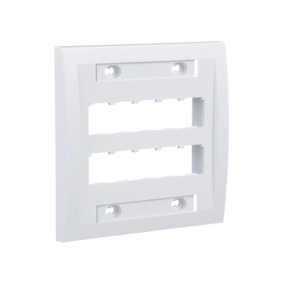 Placa de Pared Vertical Ejecutiva, Salida Para 10 Puertos Mini-Com, Con Espacios Para Etiquetas, Color Blanco