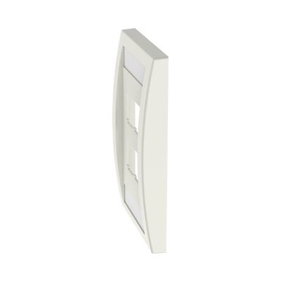 Placa de Pared Vertical Ejecutiva, Salida Para 4 Puertos Mini-Com, Con Espacios Para Etiquetas, Color Blanco Mate