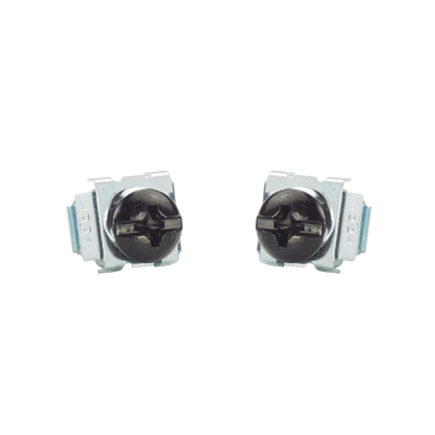 Kit de 100 Tornillos y 100 Tuercas Enjauladas M6, Para Uso en Gabinetes o Racks con Rieles con Orificios Cuadrado