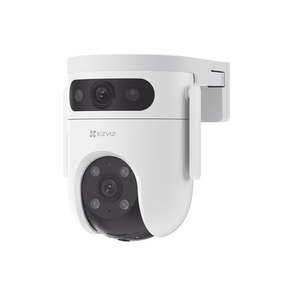 Cámara PT Doble Lente / 10 Megapixel (5MP+5MP) / IA Detección Humana y Vehiculo / Vision Nocturna a Color / Sirena y Luz Estroboscópica / Vista Simultánea de Cámara PT y Cámara Fija / Protección IP65 / Audi