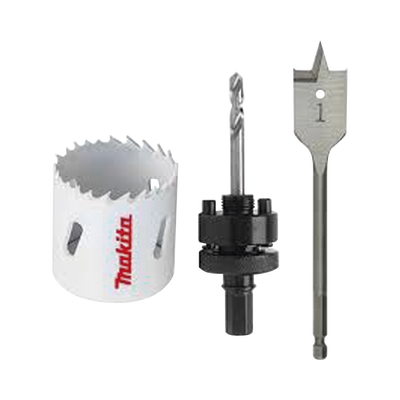 Juego para instalación de cerraduras con broca sierra bi-metal y juego de brocas tipo manita (bim 2-1/8”, adaptador con broca piloto plano (1x6”).