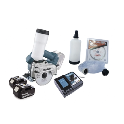 CORTADORA VIDRIO/MARMOL INALAMBRICA 5″ (125 MM.) 8,500 RPM, 2.6 KG. C/ ACC. SUMINISTRO DE AGUA