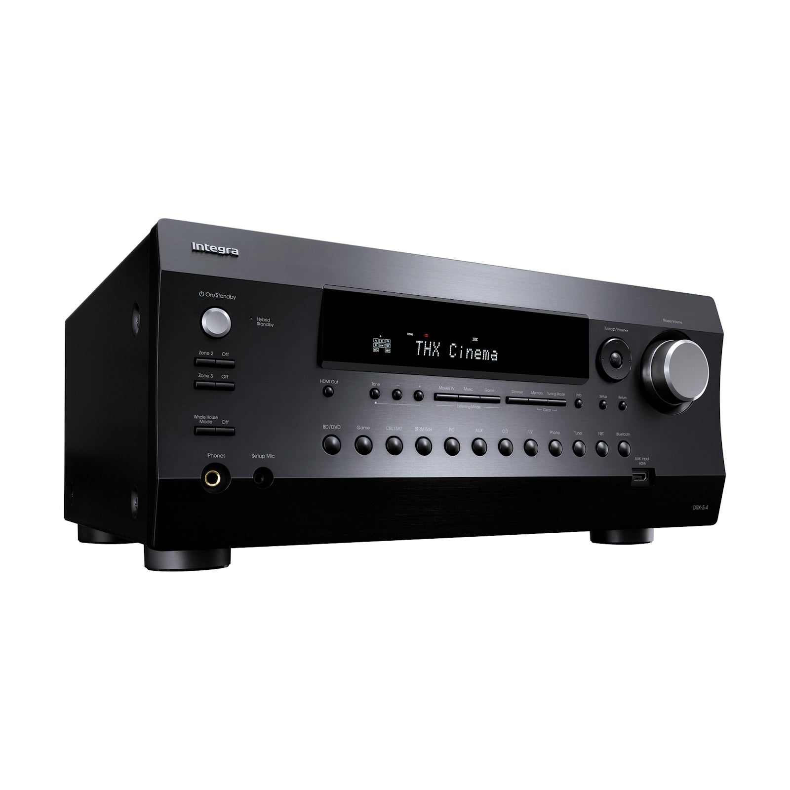 Integra DRX-5.4 Receptor A/V. THX Certified de 9.2 ch (120W/ch) con procesamiento 11.2 ch. Vídeo 8K/60p y 4K/120p (HDMI 2.1) Soporte Dolby Atmos/DTS:X y Dirac Live. Ideal para instalación personalizada y audio multizona (Zona 2/3). Receptor premium