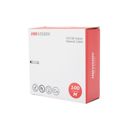 Bobina de Cable UTP 100 Mts / Cat 5E (24 AWG) / Color Blanco / PVC (CM) / Uso en Interior / 100% Cobre / Aplicaciones de CCTV y Redes de Datos