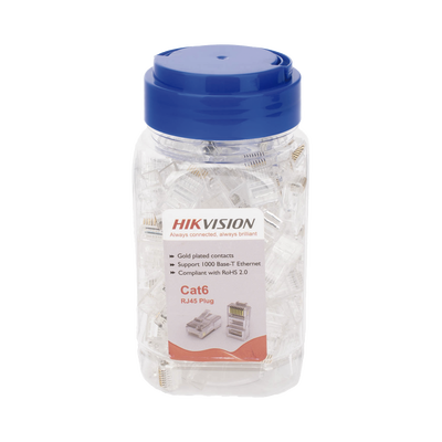 Bote con 100 Piezas de Plug Modular RJ45 / Cat 6 / Chapado en Oro a 30 Micras / Sin Blindaje / Facil Instalación / Uso Interior / Soporta Norma TIA-568B / Cumple con RoHS 2.0