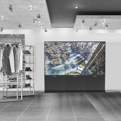 Kit Videowall Comercial 3X3 / Incluye 9 Pantallas 55" / 3 Controladores de 2 Entradas HDMI / Base de Piso.